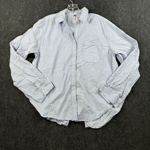 Free People Tie in a Bow Shirt Women's Small Blue White Striped Buttons